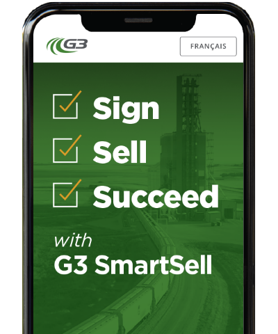 An iPhone listing the slogan of Sign, Sell, Succeed with G3 SmartSell